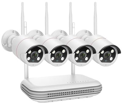 Telecamera WiFi Esterno Senza Fili, Di telecamere di sicurezza da 5 MP Protezione bidirezionale for la casa Telecamera IP wireless Kit NVR Telecamera di videosorveglianza per la sicurezza domestica(4