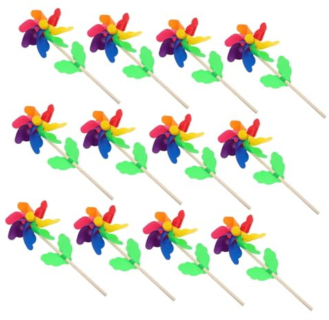 Kisangel 12Stücke Teiliges Regenbogen Windrad für Junge Mädchen Bunte für Garten und Spielplatz Leicht und Dekorativ für Jeden Außenbereich