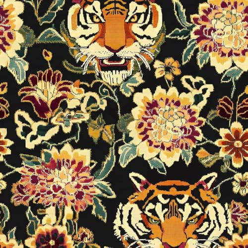 XRUIBZI Yellow Gold Vintage Tiger Peel and Stick Wallpaper 17.5 x 393
