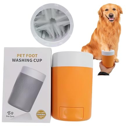 Uruzuo Pet Paw Cleaner Cup, Paw Washer for Dogs Muddy Paw Cleaner Pet Foot Cleaner for Any-Size Pet Paw, Dog Paw Protector Kit Orange