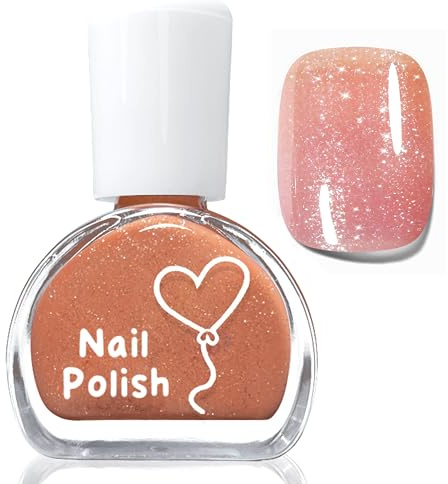 Nude Nagellack mit Feinem Glitzer, Glossy Langanhaltend Shimmer Nail polish, Ungiftig Nagellack auf Wasserbasis, Ohne UV Lampe, Natürlicher Farblack für Frauen DIY Maniküre Zuhause, 10ML (Nude)