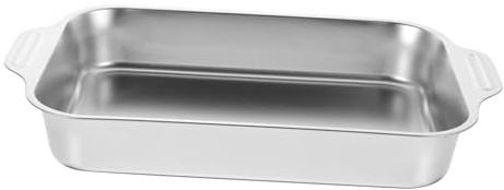 TOPPERFUN Plat de Cuisson Rectangulaire Acier Inoxydable Plat à Rôtir Multifonction pour Poisson Légumes et Cookies Plateau de Service Élégant et Pratique pour Barbecue et Four