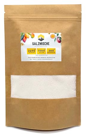 Elektrolyte ohne Zucker I Fastenmische - Natrium Magnesium & Kalium für Iso Getränk zur Unterstützung vom Elektrolytgleichgewicht beim Fasten I Fastensalze Geschmack Mango Maracuja 200g