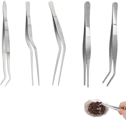 Pinze Cucina Set 5 Pezzi Acciaio Inox 16 cm Utensili Professionali per Decorazioni Alimentari Cottura sicura e precisa per casa Ristorante