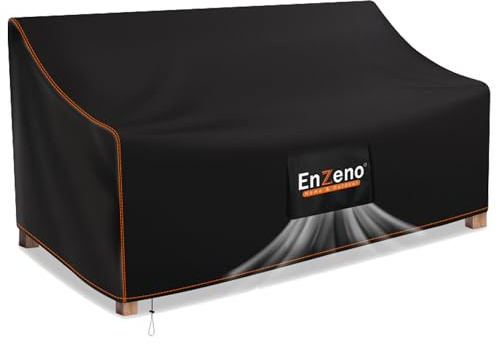 Enzeno Garden Bench Cover, 3-Seater, Waterproof, Protective Cover for Garden Bench with Ventilation Holes, Windproof Tarpaulin, Garden Bench, for Outdoor Patio Benches, 164 x 66 x 63/89 cm