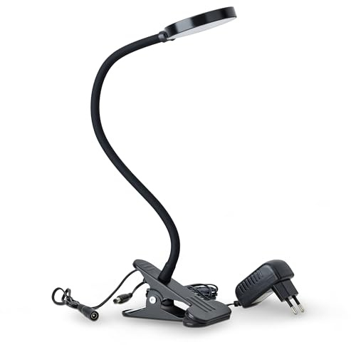 SEBSON Klemmlampe Bett 4W - dimmbare Schreibtischlampe mit Kabel & Stecker | Schreibtischlampe klemmbar mit schwenkbaren Schwanenhals - Leselampe neutralweiß 4000K 300lm - LED Klemmlampe mit Stecker