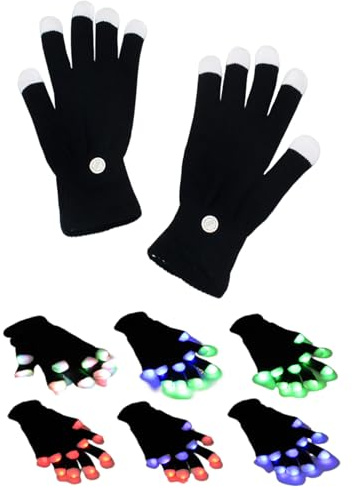 Huayeex LED Handschuhe - 7 Farben Leuchtende Handschuh, Gestrickte Leuchtende Fingerspitzen Blinkende Fäustlinge Für Kinder Und Erwachsene, Für Raves, Disco, Festivals, Partygeschenke