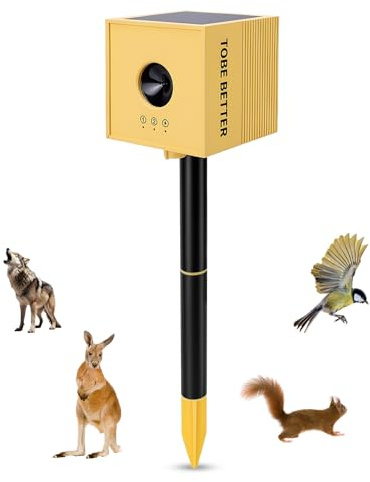 ZESTEFY Ahuyentador de Pájaros y Gatos Ultrasónico Solar, Sensor de Movimiento Infrarrojo y Luz LED, Batería Recargable 1200mAh, Resistente a la Intemperie para Jardín, Patio y Granja