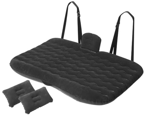 Luftbädd 1 Set Universal Car Travel Uppblåsbar säng Auto Baksäte Trunk Madrass Luftsäng Kudde Resecamping bilsäng(Black)