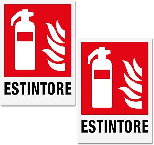 2 Adesivi Estintore | Dimensioni cm 15x21 | Segnaletica di Sicurezza | Per Interno ed Esterno | In Vinile Adesivo | 2 pz