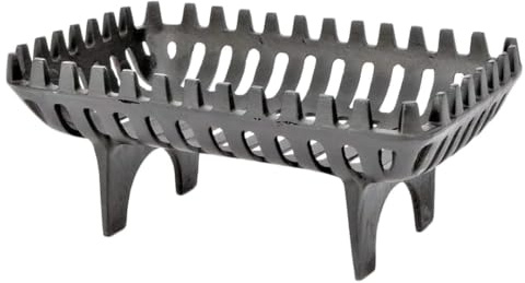 Almineez Cast Iron Fire Grate 39 x 18 x 28 cm – Heavy Duty Fireplace Log Basket, Raised Fire Grate for Wood & Solid Fuel Log Holder, Durable High Heat Resistant Indoor & Outdoor Fire Pit Grate