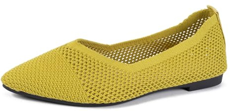 Bailarinas sin Cordones para Mujer, Zapatillas de Punto Antideslizantes, cómodas, Transpirables, Deportivas de Verano, Zapatos cómodos. (Yellow, 40)