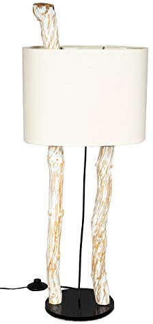 Stehlampe Höhe 95cm Stehleuchte Treibholz Teakholz Holz Lampe Leuchte Naturholz Unikat Weiß Braun Shabby Chic Holzdeko Treibholzlampe