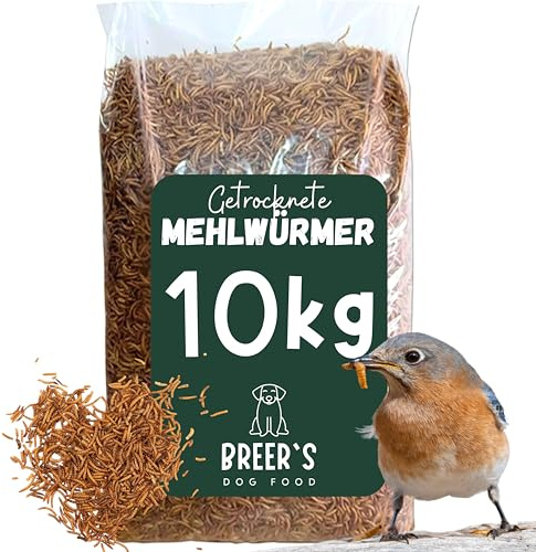 BREERs Mehlwürmer getrocknet 10 Kg Futter Wildvogelfutter ganzjährig Igelfutter Hamster Eichhörnchen Fischfutter Nager Reptilien Geflügelfutter