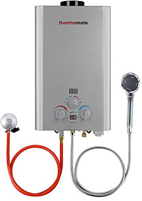 Scaldabagno A Gas, Thermomate BE211S 8L Istantaneo Scaldabagno GPL senza Serbatoio per Esterno RV, Campeggio, Barca，37mbar