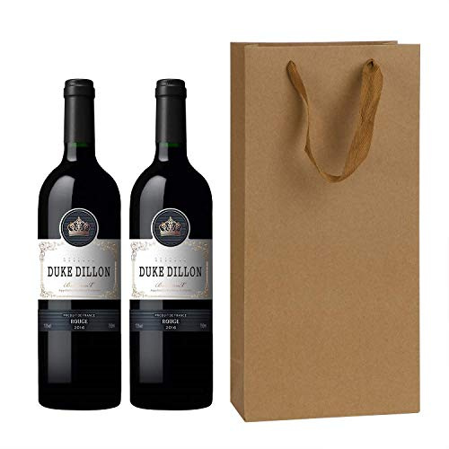 10 Stück Kraftpapier Weinbeutel für 2 Flaschen, wiederverwendbare Weintasche mit Seilgriff, DIY leere Geschenktüten für Wein Sekt Champagner, Flaschentüten für Weihnachten Hochzeit Geburtstag Feiern