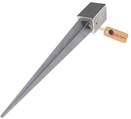 GeZu Impex Einschlagbodenhülse 141 x 141 x 900 mm Feuerverzinkt Pfostenträger zum Einschlagen Bodeneinschlaghülse für Vierkant-Holzpfosten