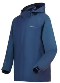Acme Projects Veste de pluie 100 % imperméable, respirante, coutures scellées, 10 000 mm/3000 g, fermetures éclair YKK, bleu marine, 3X-Large