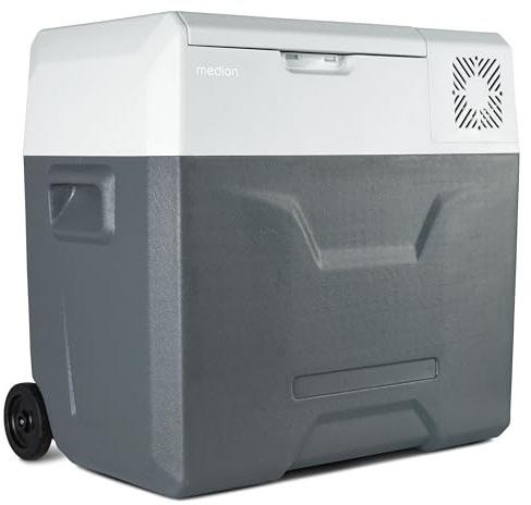 MEDION Glacière mobile avec compresseur (électrique, 47 litres de capacité, 60 watts, -20°C à 20°C, affichage LED, USB, adaptateur 230V 12V 24V pour voiture, camion, camping-car, caravane MD13112)