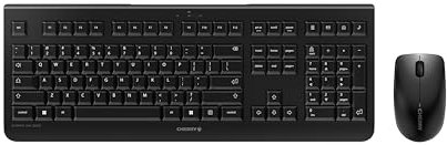 CHERRY DW 3000, Wireless Desktop Set, Italian Layout (QWERTY), 2.4 GHz RF, Flat Design, Low-Noise Keys, Symmetrical Mouse, Black