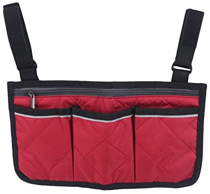 Rollstuhl Aufbewahrungstasche, Rollstuhltasche für Armlehne, Vliesstoff Rollstuhl Tasche, für Rollstühle, Kinderwagen, MobilitäTsroller, Rollator (Rot)