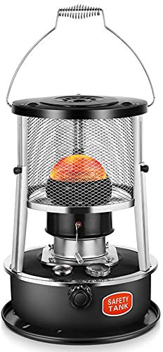 JOJAN Kerosinofen, 4.5 L Petroleumofen Für Innenräume, Petroleumheizung Ohne Strom, Kerosene Heater Mit 6 Docht, Camping Zeltheizung (Color : Black, Size : Barbed Wire Chimney)