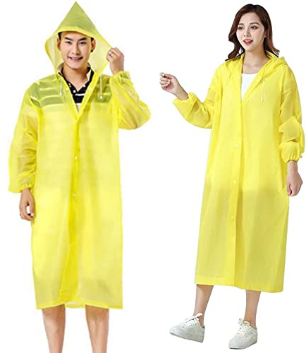 Colexy Regenponcho mit Kapuze, Wasserdicht Regenjacken Regencape Unisex, Wiederverwendbar Regenponcho Fahrrad Poncho Multifunktionaler Regenmantel für Wandern Radfahren Camping und Reisen (Gelb)