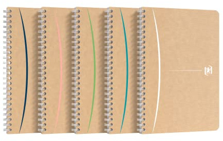 Oxford Spiral-Notizbuch A5, liniert, gut für die Umwelt, 90 Blatt, 5 Stück