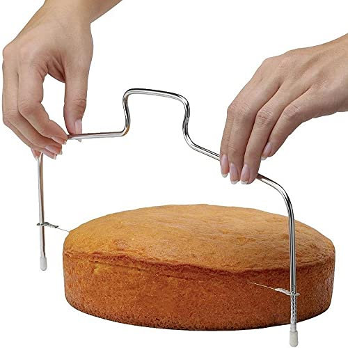 LATRAT Edelstahl Tortenbodenschneider 32cm – Kuchenschneider 1 Drähte, höhenverstellbar, Tortenbodenschneider, spülmaschinenfest