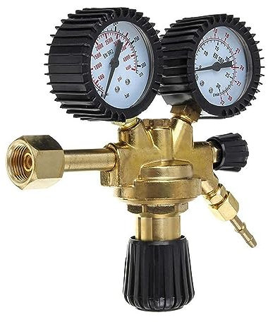 SHYISY Druckregler Argon-Druckminderventil, Argon-CO2-Mig-Tig-Durchflussmesser-Regler, 315-bar-Manometer + Tülle/Mutter-Regler