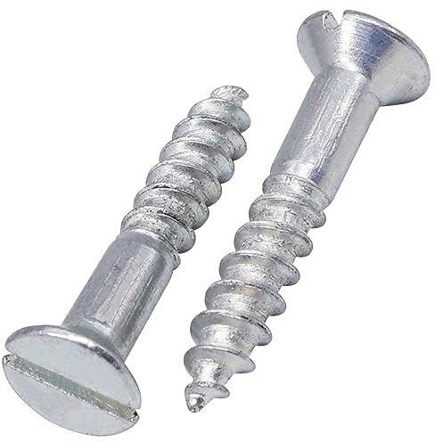 SKIR'CO (50 pezzi) Viti per legno in acciaio zincato 4,5 x 25 mm, testa piana con intaglio, testa svasata, viti DIN 97
