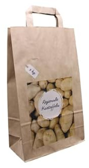 250 Papiertragetaschen Kartoffelsack Kartoffel Tüte in braun 22+10x36 cm - 5kg - - good4food