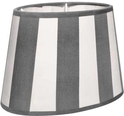 Brillibrum Design Lampenschirm gestreift Tischlampenschirm Streifenmuster E14 Fassung E27 Streifen Muster (Grau/Weiß)