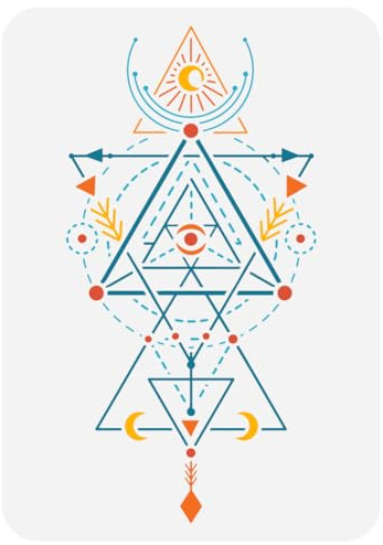 FINGERINSPIRE Heilige Geometrie Schablone Zum Malen 21x29.7 cm Geometrische Figuren Zeichenvorlage Ausgehöhlte Sonne Mond Auge Malschablone Wiederverwendbare Religionsthema Vorlage Für Heimdekoration