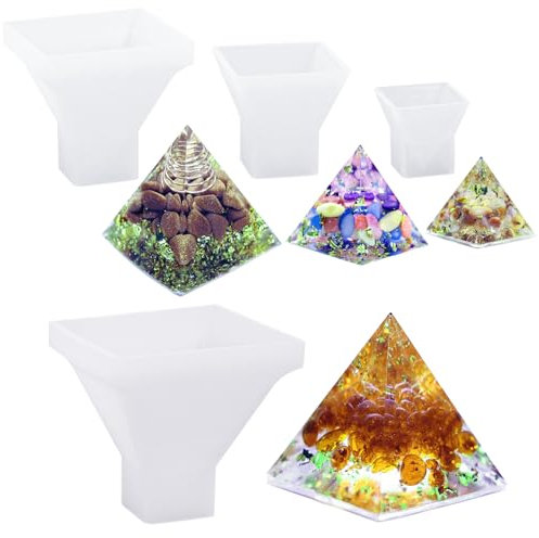 Esayeefo 4 Stück Pyramid Silikonform, Resin Silikonformn Pyramide Schmuck, Super Pyramide Form für Harz Handwerk Schmuck Silikon Form für Bastelarbeiten, Ornamente, Kunst