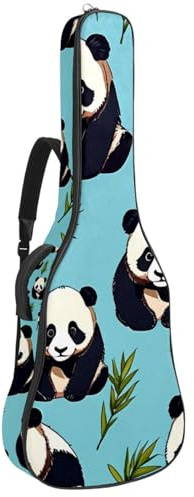 Universal Gitarrentasche für 40/41/42 Zoll Akustikgitarre, wasserdichte Gigbag mit Schutzschicht, süßer Panda auf Blau, mehrfarbig, 42.9x16.9x4.7 in, Gitarrentasche
