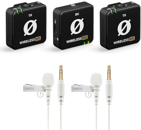 Rode Wireless ME Dual Mikrofon Funksystem + 2X Lavalier GO Weiss Ansteckmikrofon + keepdrum Mikrofasertuch