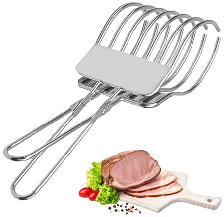 Affettatrice per verdure – Morsetto per pane in acciaio, pinze per arrosti, guida multifunzione per affettare pane, arrosto di manzo, gadget da cucina per verdure, frutta e pane