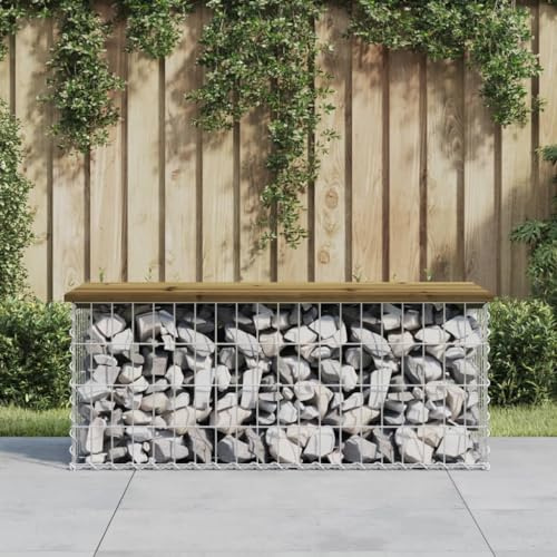 ShGaxin Banc de Jardin Design Gabion 103x44x42 cm Bois de pin imprégné,Banc D'Extérieur,Mini en Plastique Jardin,Banc Plastique Blanc