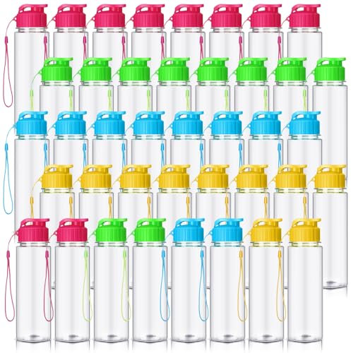 Mifoci 40 Pieces Water Bottles for Kids Bulk 17 oz Sport Drink Bottles with Handle Strap Adults Kids Reusable Large Water Bottles with Leak Proof Flip Top for Party Outdoor Children School Classroom