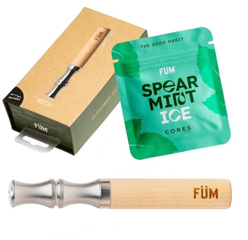 FÜM Prominent Flavored Air Device | Naturally Switch from Bad Habits | Maple Barrel and Stainless Steel Mouthpiece (Prominent & Spearmint)