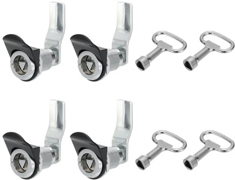 PATIKIL Triangle Serrure à came 1-1/4 Chrome Plaqué 4 Pcs avec Petit Clés | Cabinet Tiroir Serrure 1-1/4 Cylindre Tubular Longueur Adapté jusqu'à 1-1/16 Épais Panneau pour Électrique Cabinet