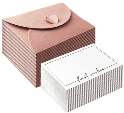 Yicoovey 25 Blatt kleine Briefumschläge mit 25 Blatt blanko Papier, gutscheine zum selber ausfüllen, lose zum selber beschriften, Mini Briefumschläge, für Geburtstagsfeier Einladung Dankeskarten