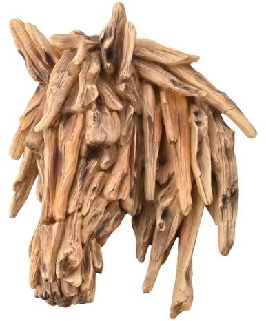 Widdop and Co. - Naturecraft - Driftwood Collection - Wood Effect Self Standing Horse Head Wall Art/Figurine/Decorative Ornament - Homeware For Animal Lovers & Wildlife Enthusiasts.