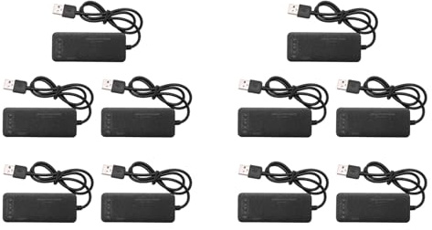 Lnfxkvva 10X 3 Port Usb 2.0 Hub External 7.1Ch Sound Card Headset Microphone Adapter for Pc Black