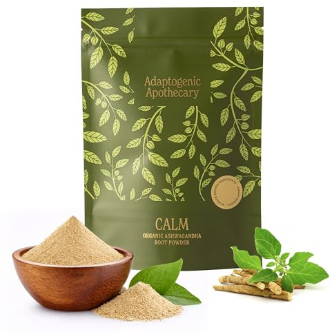 Adaptogenic Apothecary Calm – Whole-Root Ashwagandha Powder, Pure & Traditional. 220g, 55 Servings, 2 Month Supply. Vegan, Gluten Free, UK-Made. Herbalist Selected.