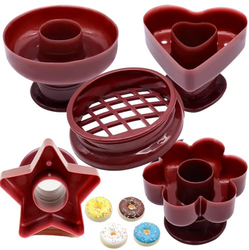 Doughnut Mold, 5 Types Donut Cutter Cake Bread Cookie Maker Mould Doughnut Moulds Sets Large Non-Stick Doughnut Tray Donut Pan Plastic Doughnut Desserts Mold Muffin Cupcake Biscuit Doughnut Maker