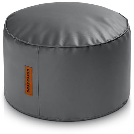 Green Bean Sitzhocker aus Kunstleder - Pouf mit EPS Perlen Füllung - 43 x 30 cm - perfekte Ergänzung zum Sitzsack - Sitzwürfel Sitzkissen Hocker Fußhocker - Grau