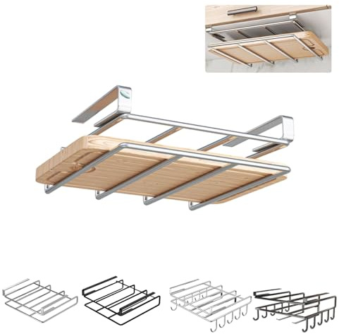 Générique Support pour Planche À Découper sous Placard,Organisateur Placard Cuisine,Étagère Porte-Planche À Découper en Acier Inoxydable avec Crochet,Organisateur De Panier De Rangement D'