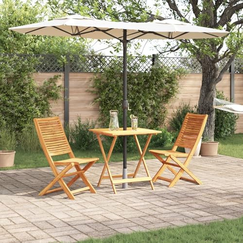 Makastle 3tlg. Bistroset Sitzgruppe klappbares Balkonset Balkonmöbel Set, Klappbar Bistrotisch mit 2 Stühlen, Gartenmöbel für Balkon Terrasse, Akazienholz